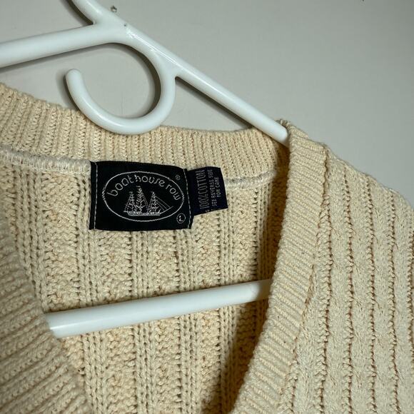 Boathouse Row Vintage Womens Sweater Vest Large Neutral Cottage Preppy Academia - Picture 4 of 5